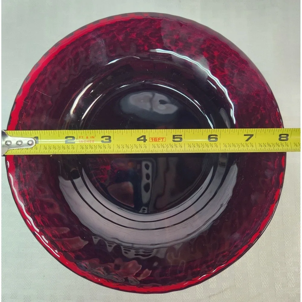 4 Arcoroc Vercors Ruby Red Salad Dessert Plate Set Heavy Faint Color Swirl 7-3/8